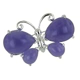 Sterling Silver Purple Jade Butterfly Pin