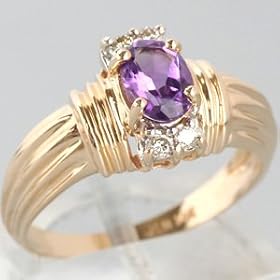 14K Yellow Gold Amethyst and Diamond Ring - OldCities Estate Jewelry by