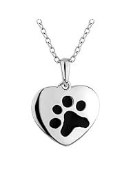 ASPCA(R) Tender Voices(R) Black Enamel Paw Print Heart Pendant