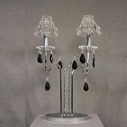 Lumax Lighting 0223TA-16C 2L Chrome Egyptian Empire Color Crystals Table Lamp