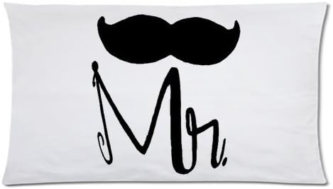 Mr Mustache Pillow Case - Special Mr and Mrs with lip and mustache style Rectangle Pillowcase 20x36 inch One Side Pillow Covers designed for couple