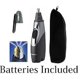 Panasonic All-in-One Nose & Ear Hair Trimmer with Vacuum System, Wet/Dry Operation, Dual-Edge Stainless Steel Blade, Protective Cap & Protector pouch * Batteries Included *