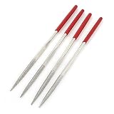 uxcell　ダイヤモンドヤスリ　ラウンドテーパー　ニードルヤスリ　ツール　研磨　木工　トライアングル　シルバートーン　5mm x 160mm　4個入り