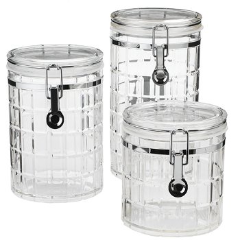 Chequers 3 pc. Acrylic Canister Set