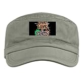 IMAGE OF Artsmith, Inc. Military Embroidered Cap Live Love and Party (80s Decor) - Olive