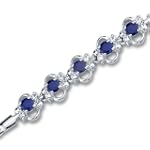 Trendy & Simple Round Cut Created Sapphire & White CZ Gemstone Bracelet in Sterling Silver