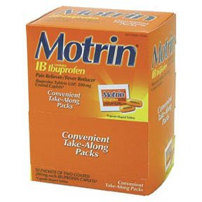 MOTRIN IB IBUPROFEN PAIN RELIEF CAPLETS INDUSTRIAL PACKETS 50X2.