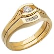 14K Yellow Gold Pre Set Diamond Wedding Ring Set