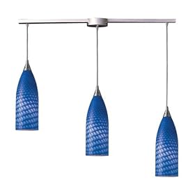 Cilindro - 3 Light Kitchen Island Pendant Track Lighting Fixture - Brushed Nickel - Blue -... by Elk