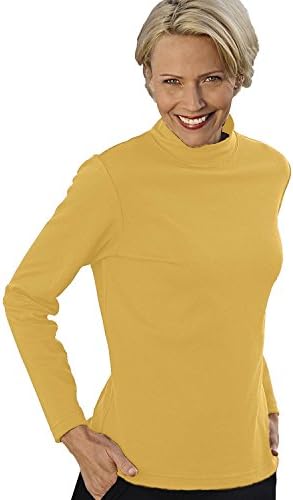 UltraSofts by National UltraSofts Mock Turtleneck, Marigold, Large
