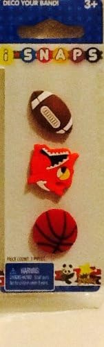 i SNAPS Button Charms! 3 Replacements, or Additions for i SNAPS Rubber Bracelet Band! Football, Basketball, &amp; Piranha!