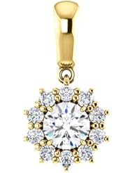 10K Yellow Gold Round Cut Diamond Pendant -- LIFETIME WARRANTY
