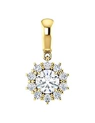 14K Yellow Gold Round Cut Diamond Pendant -- LIFETIME WARRANTY