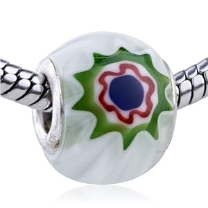 Buy Pandora Chamilia Compatible Sterling Silver Core Murano Glass Charm Bead , Fits Troll Bracelet Too by Pugster