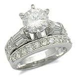 CZ Wedding Rings - Sterling Silver Antique Inspired CZ Wedding Set