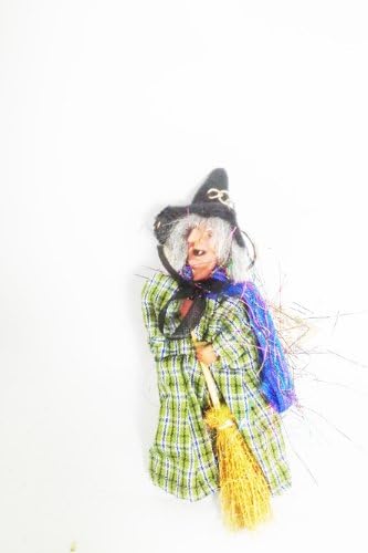 Halloween Handmade Witch Riding the Broom in Blues