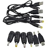 Onite 9 in 1 DC Tips Set, Female to Male: 5.5*2.1mm to 2.5*0.7mm, 3.0*1.1mm, 3.5*1.35mm, 4.0*1.7mm, Male to Male: DC 3.5*1.35mm to Micro USB, Mini USB, Male to Male Cable: USB 2.0 to DC 5.5*2.1MM, 3.5*1.35MM, DC 5.5*2.1MM to 5.5*2.1MM