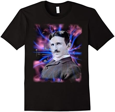 Men's Nikola Tesla t-shirt, Inventor, Free Energy unique t-shirt 2XL Black