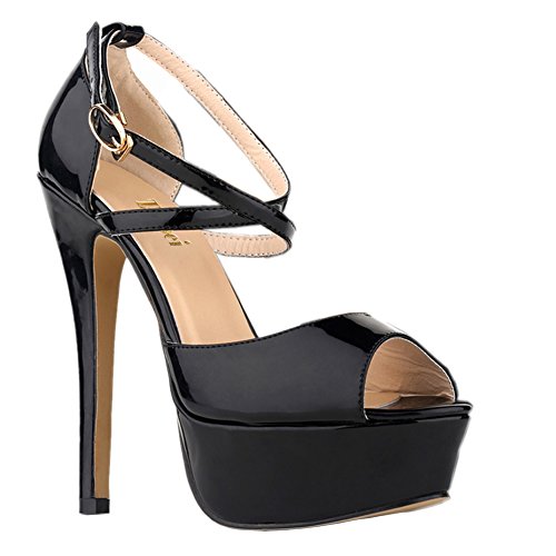 Zbeibei Womens Peep Toe Strappy Platform Stiletto Ladies High Heel Sandal