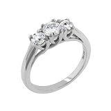 14k White Gold Moissanite 3 Stone Lucern Past-Present and Future (1.00 cttw equivalent)