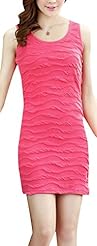 General Print Short Sleeveless Bubble Dress Knit  Dress