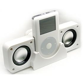Greymobiles Ipod White Stereo Portable Speakers I Pod Nano 1Gb/2Gb/4Gb/8Gb...