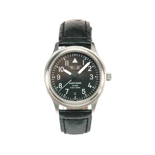AVIATOR 40015-50-01 // Automatik Modell Jagdflieger // Edelstahlgehäuse // Saphirglas // Lederband // 10 ATM
