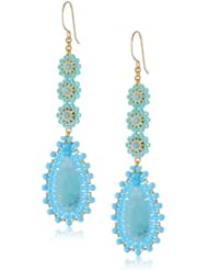 Miguel Ases Turquoise and Blue Quartz Elegant Drop Earrings