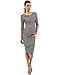 PattyBoutik Mama Striped Elbow Sleeve Maternity Dress (Black and White S)