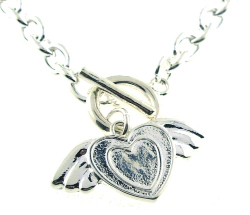 Click here to buy Fiorentino Silver Angel Wings Heart Charm Toggle Necklace.