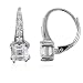 Asscher Cubic Zirconia CZ Sterling Silver Earrings Leverback Earrings - For Valentines Day Gift