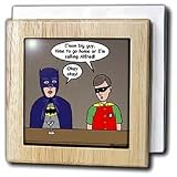 Rich Diesslins Funny General Cartoons - Super Hero Parody with Batman and Robin at the bar - Tile Napkin Holders