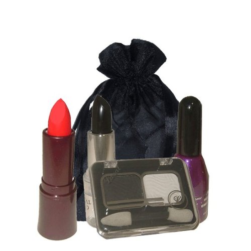 GOTH gift set black and red lipstick black white eyeshadow purple nail polish