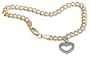 14k Yellow and White Gold Diamond Accent Heart Charm Bracelet, 7"
