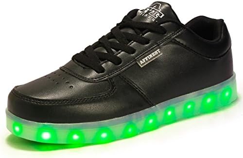Kingdom Mall USB Charging 7 colors LED shoe for Kids Men &amp; Women Shoes Flashing Sneakers (US3 kids, Black)