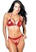 Vinyl Bikini Thong Set With Rhinestone Buckle-Black/Medium/Large by Leg avenue