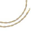 14K Two-Tone Gold Braided Fox Link Bracelet - 7.25 inches