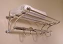 20" Polished Nickel Paris Hotel or Train Rack style Towel Shelf with Hooks