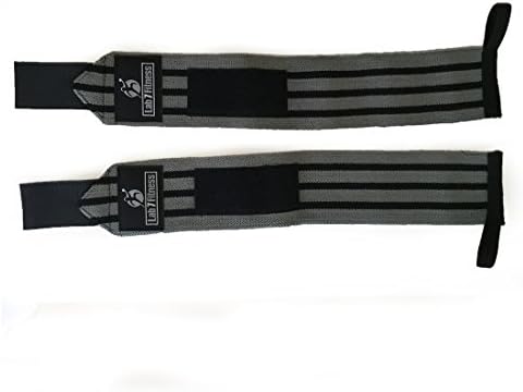 Wrist Wraps for Weightlifting Crossfit Bodybuilding - Improve Hand Grip - Prevent Injury - Lift More Weight - For Women or Men - Thumb Loops - 1 Pair/2 Wraps 18 Inches Grey