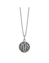 A - 18" Medium Solid 925 Sterling Silver with Black Finish Szira Collection Paw and Hearts Monogram Initial A Charm, Pendant, Key Ring, for Dog, Cat or Person