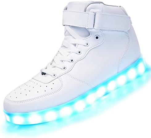 KicksKid Unisex Super Nova Men Women Kids LED Light Up Shoes Slip-On Loafers Kicks Fashion sneakers White 34