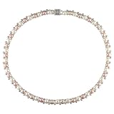 6-7 mm White and Pink Freshwater Pearl Necklace in Silver, 17