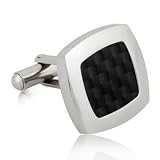 41DYe%2BP9fNL. SL160  Justeel Jewelry Black Silver Stainless Steel Mens Shirt Cufflinks