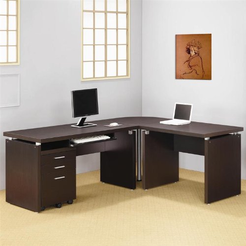 Check For Discount Price For L-Shaped Computer Desk in Cappuccino Finish