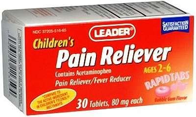 Leader Children's Pain Reliever Rapid Tabs Chewables, Bubblegum, 30ct.- (Compare to Child's Tylenol Meltaways)