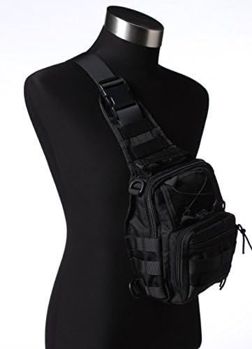 Exit 252 Shoulder Sling Pack - Multi-Purpose Outdoor, Military, Tactical, Sport, Day Pack, Additional Pack for Camping, Hiking, Biking, Hunting, Rock Climbing, Fishing, Errands(Black)