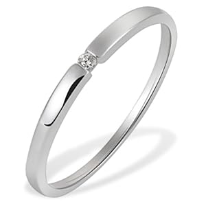 Goldmaid Damen-Ring Solitär Spannfassung 333 Weissgold 1 Brillant 0,03 ct. Gr. 54 So R4696WG54