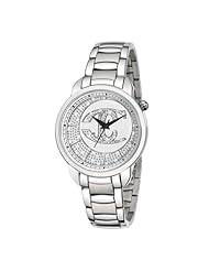 Just Cavalli Womens R7253178645 Trendy Silver-Tone/White Stainless Steel Watch