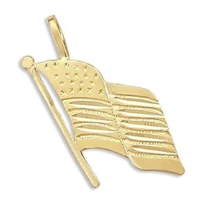 Buy 14k Yellow Gold American Flag Patriotic Charm Pendant by Shoman Jewels