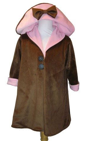 Chocolate and Pink Boutique Reversible Coat and Hat Set Size 14